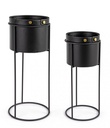 Set 2 vasi per pianta acciaio nero Zeina - Samnite