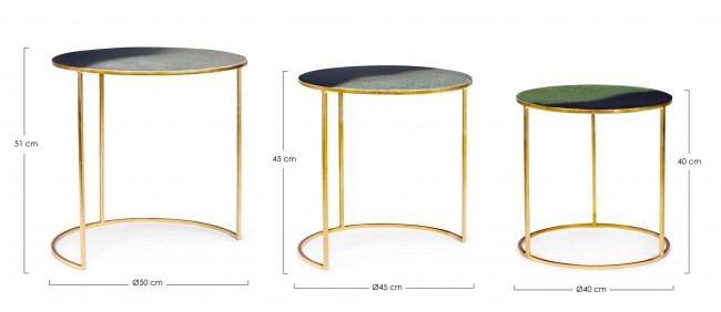 Set 3 tavolino in metallo stile atmosphere - Samnite