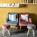 Sgabello in legno Adeline effetto velluto rosa 38h cm - Samnite