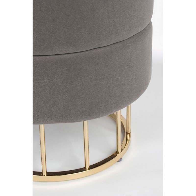 Sgabello struttura metallo dorato velluto grigio - Samnite