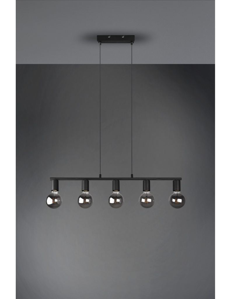 Sospensione 5xE27 Vannes Nero L82 cm Trio Lighting - Samnite