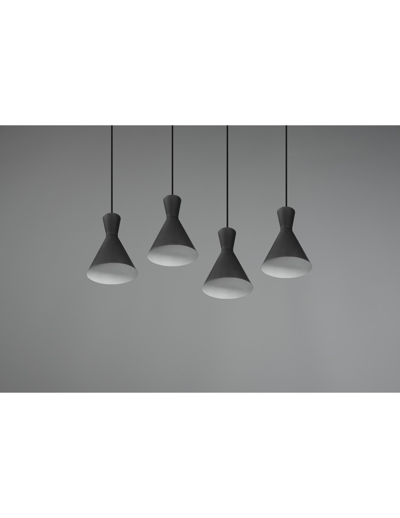 Sospensione Lineare Enzo 4xE27 Nero Opaco Trio Lighting - Samnite