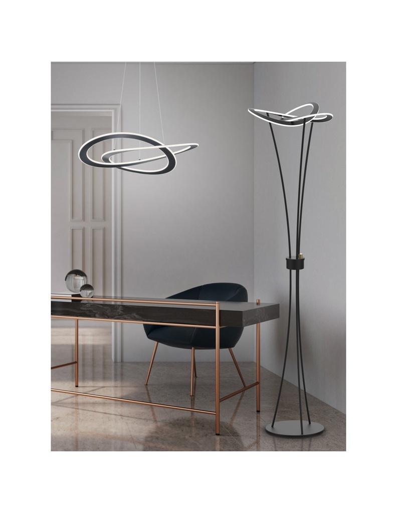 Sospensione Moderna 2 Cerchi Led Oakland Antracite Trio Lighting - Samnite