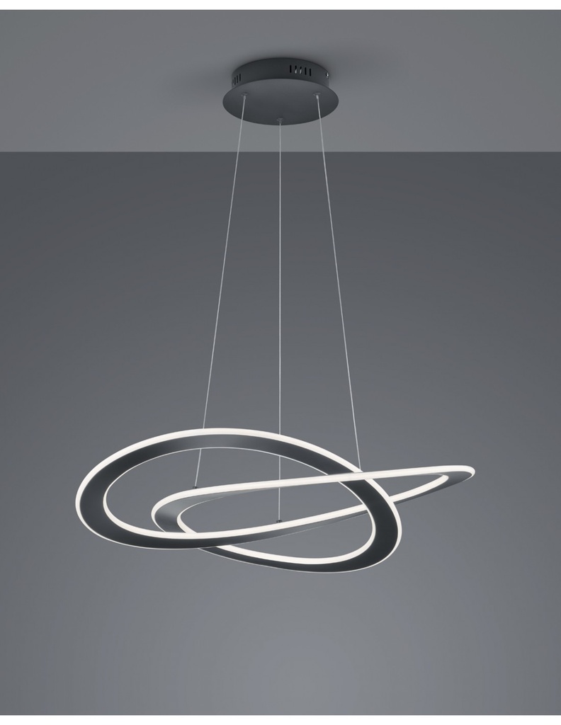 Sospensione Moderna 2 Cerchi Led Oakland Antracite Trio Lighting - Samnite