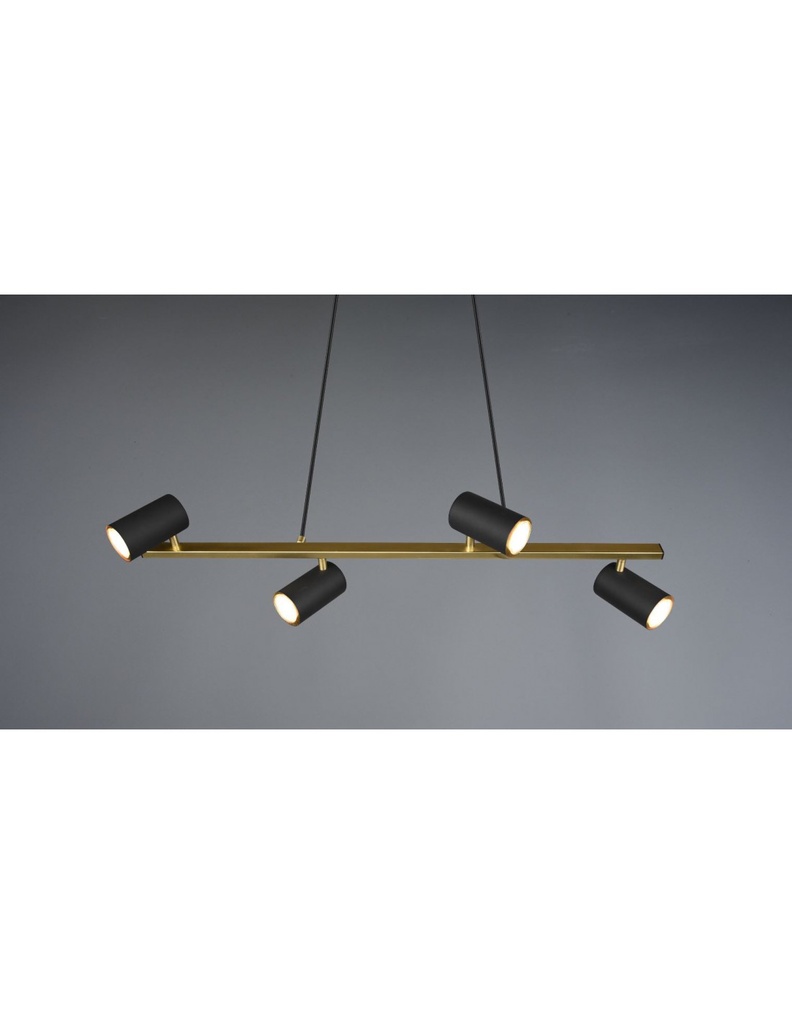 Sospensione Nera 4 Faretti Spot GU10 Orientabili Marley Trio Lighting - Samnite