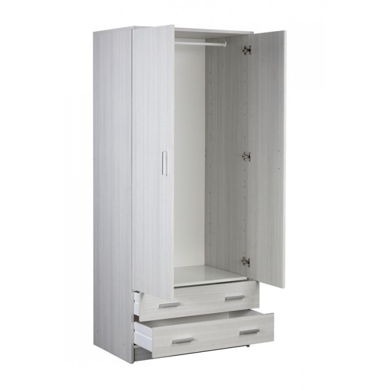 Multipurpose wardrobe with two doors and two drawers White 77x52x h182 cm