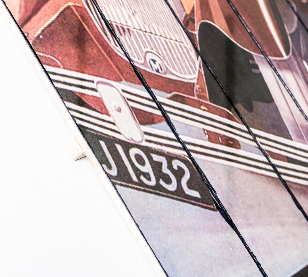 Stampa su legno con tela multicolor 60x100 cm - Samnite