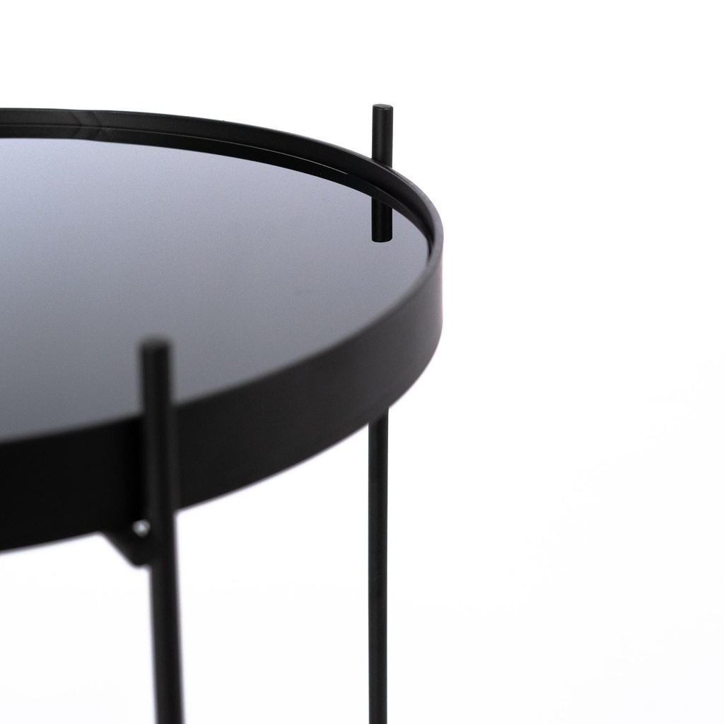 Tavolino in Vetro Temperato e Metallo Nero 38 x 38 x 43 cm - Samnite