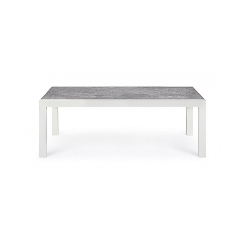 Tavolino per esterno in alluminio Bianco KLEDI LUNAR 120x70x h43 cm - Samnite