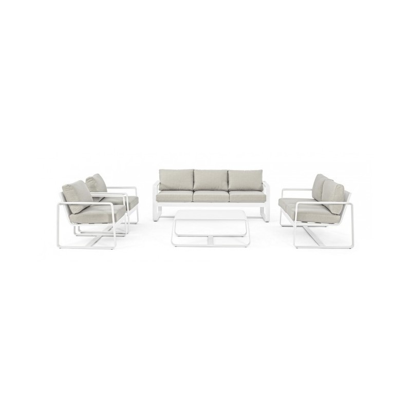 Tavolino per esterno in alluminio Bianco MERRIGAN 105x62x h38 cm - Samnite