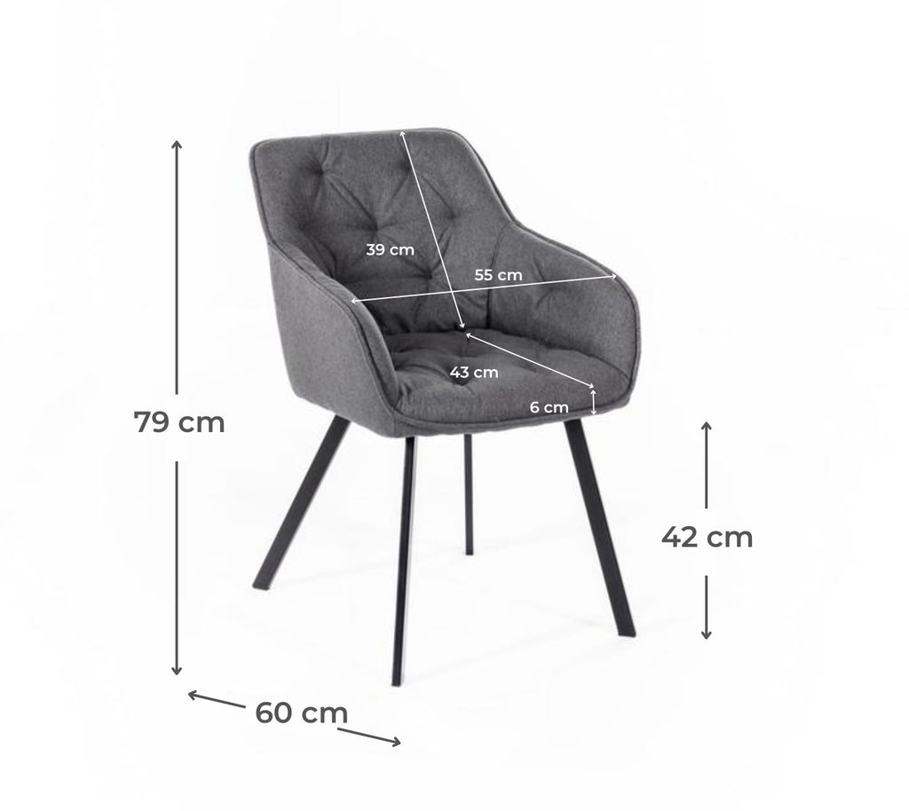 2x Sedia in Tessuto 60cm x 55cm H. 79cm