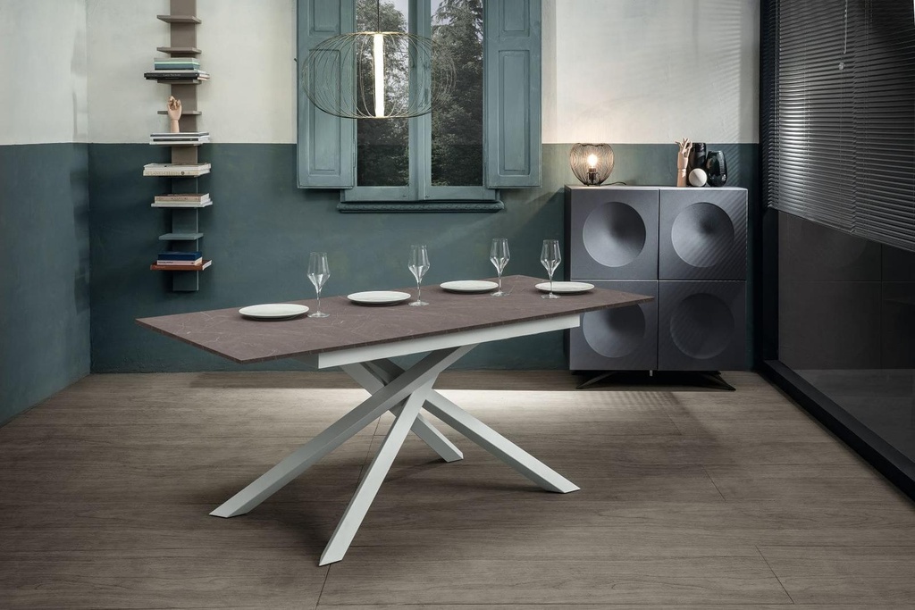 Tavolo allungabile antracite-bianco 90 cm x 140- 190 cm H. 76 cm - Samnite
