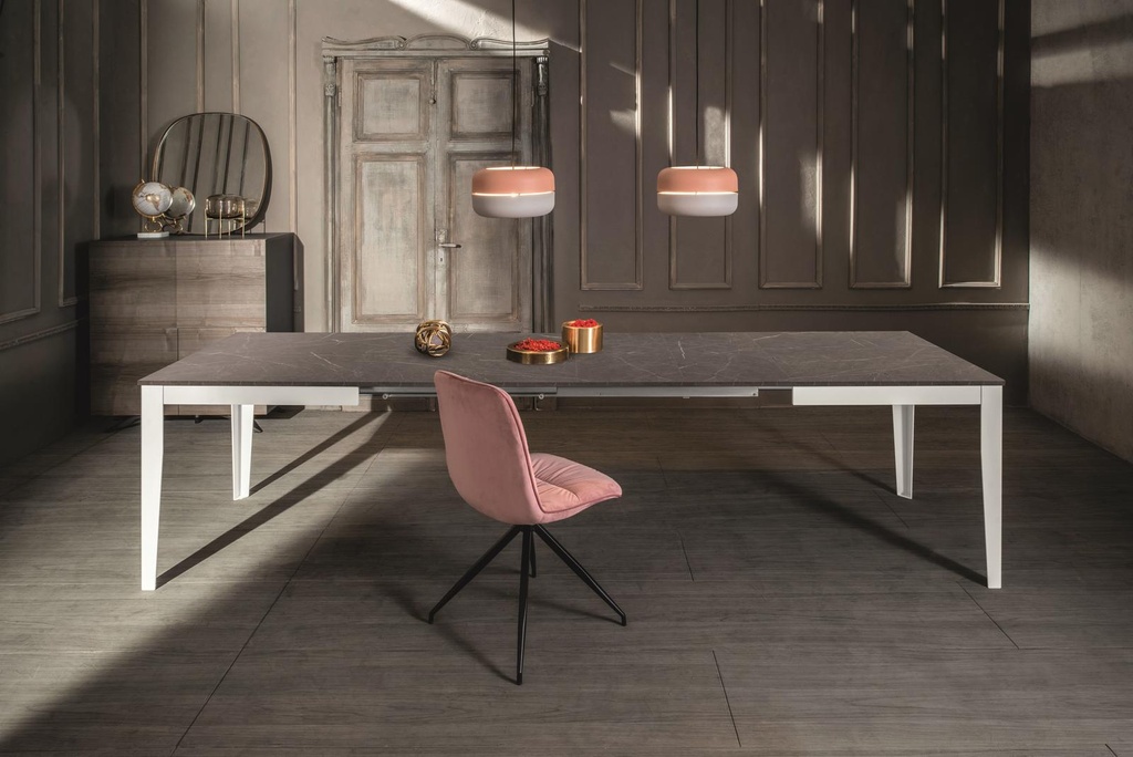 Tavolo allungabile antracite-bianco 90 cm x 156- 316 cm H. 76 cm - Samnite