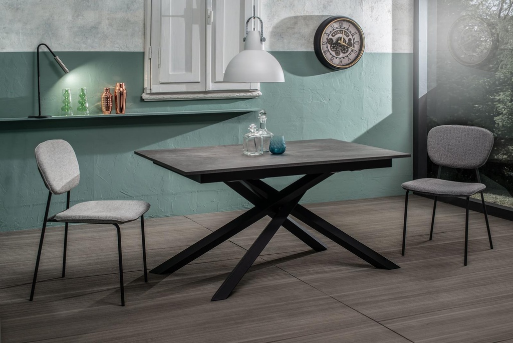 Tavolo allungabile cemento grigio - nero 90 cm x 140- 190 cm H. 76 cm - Samnite