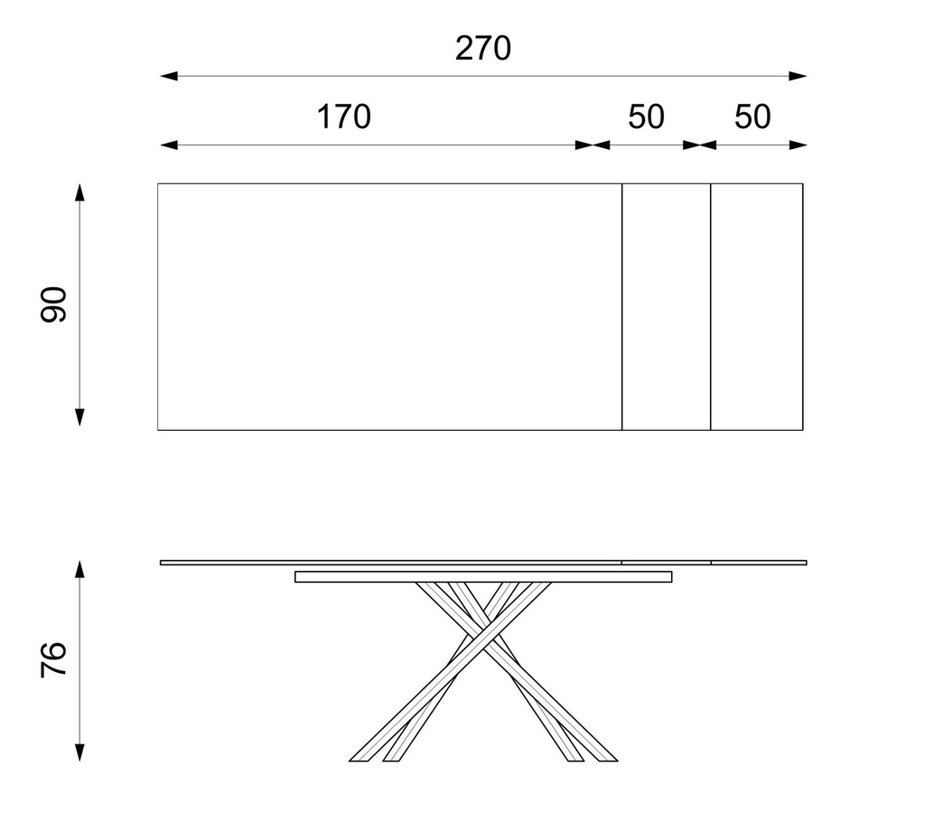 Tavolo allungabile con top in marmo calacatta 170/270x90x76h cm - Samnite