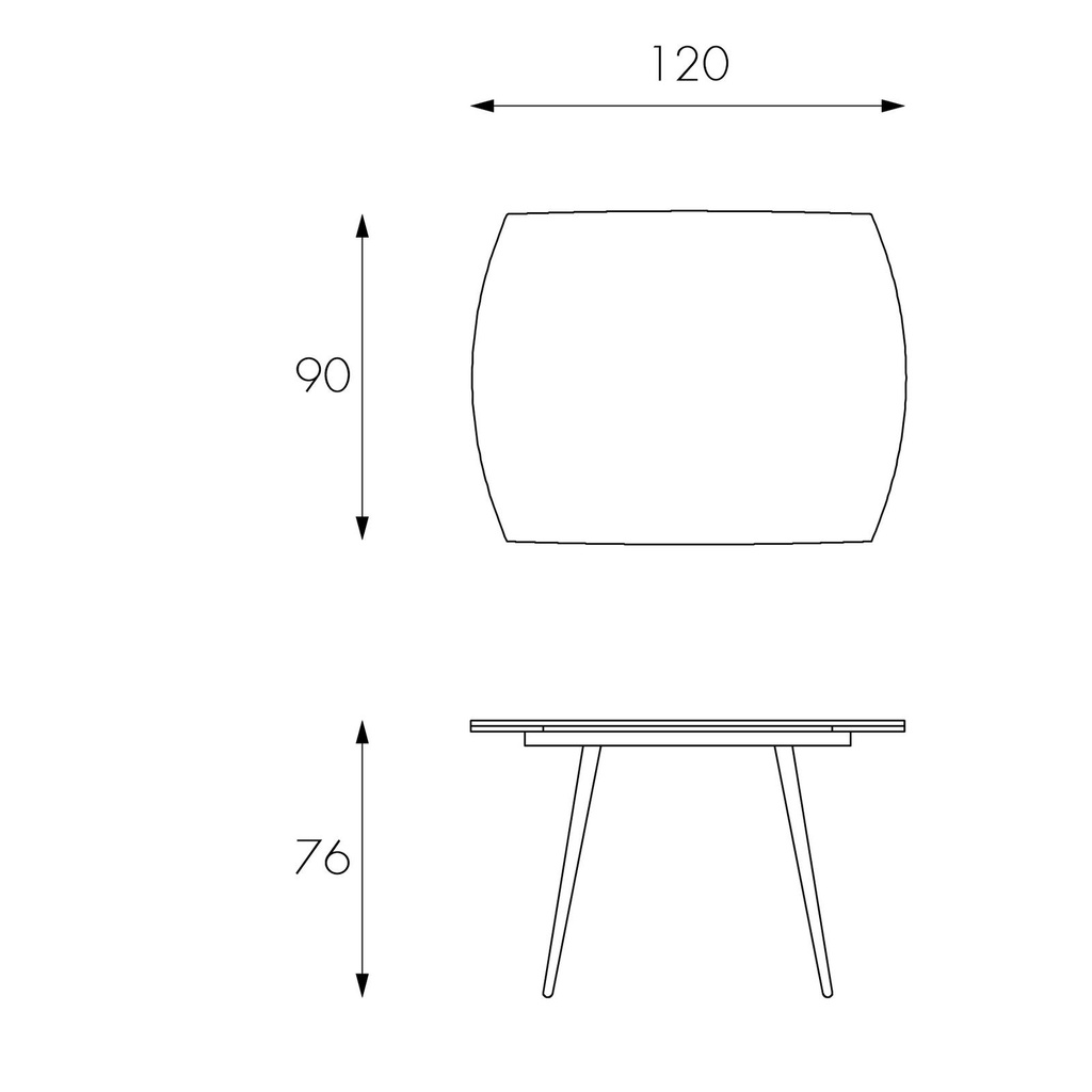 Tavolo allungabile con top in vetro temperato bianco 120/180x90h cm - Samnite