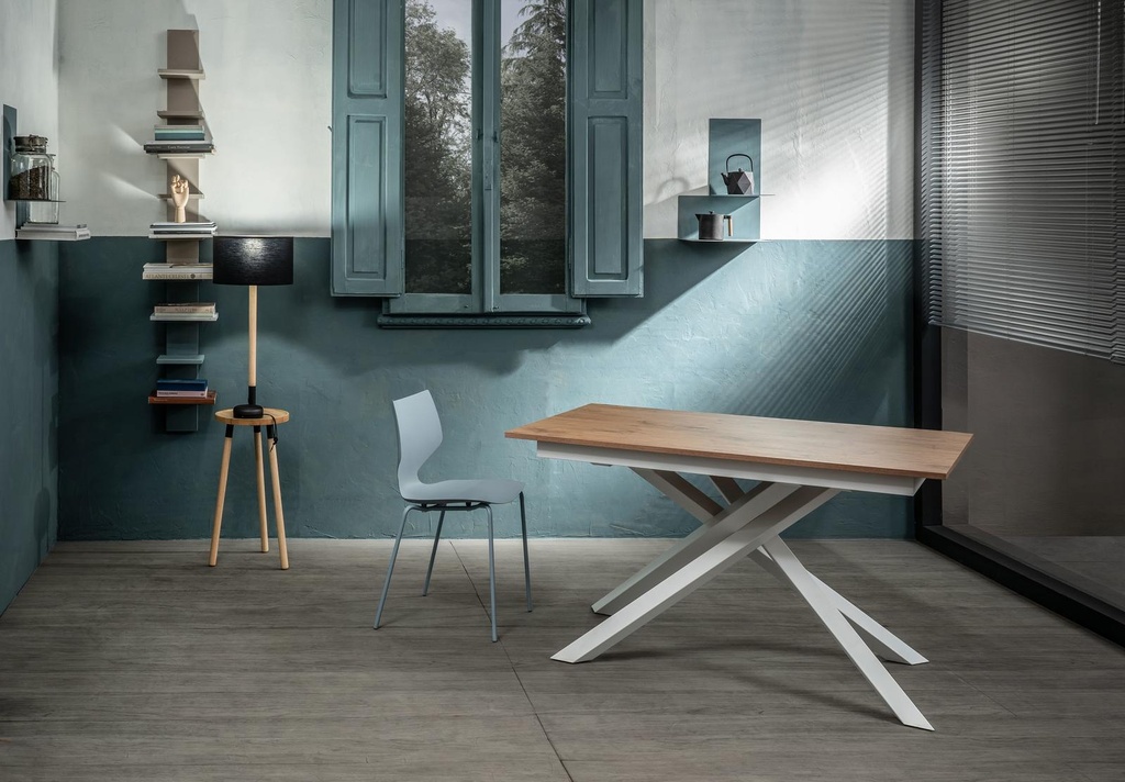 Tavolo allungabile rovere-bianco 90 cm x 140- 190 cm H. 76 cm - Samnite