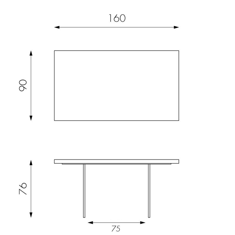 Tavolo in rovere impiallacciato e gambe in vetro temperato 160x76h cm - Samnite