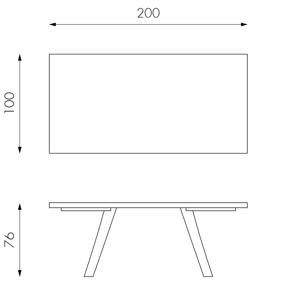 Tavolo in rovere termocotto e gambe nere 100x200x76h cm - Samnite