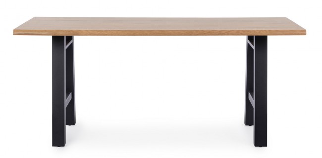 Tavolo nero in legno e acciaio stile industriale cm 180x90 - Samnite