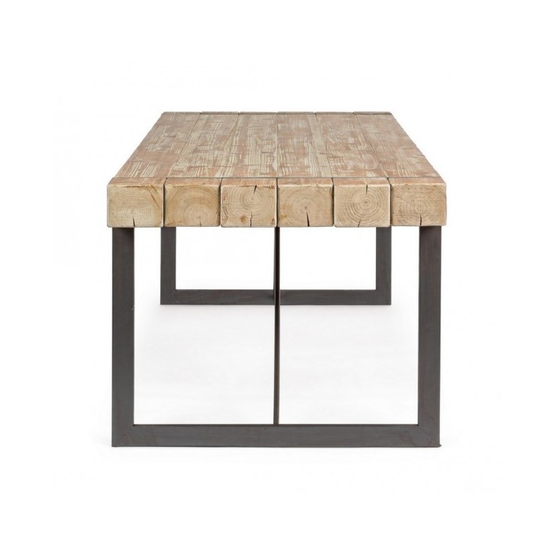 Tavolo urban industriale Garrett con piano in legno - Samnite