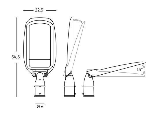 Testa-palo in alluminio pressofuso con luce diretta a LED - 100W, 10700 lumen, 4000°K grafite - Samnite