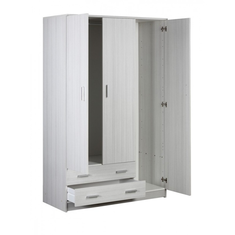 White wardrobe with three doors and two drawers 115x52x h180 cm