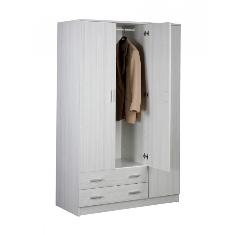 White wardrobe with three doors and two drawers 115x52x h180 cm