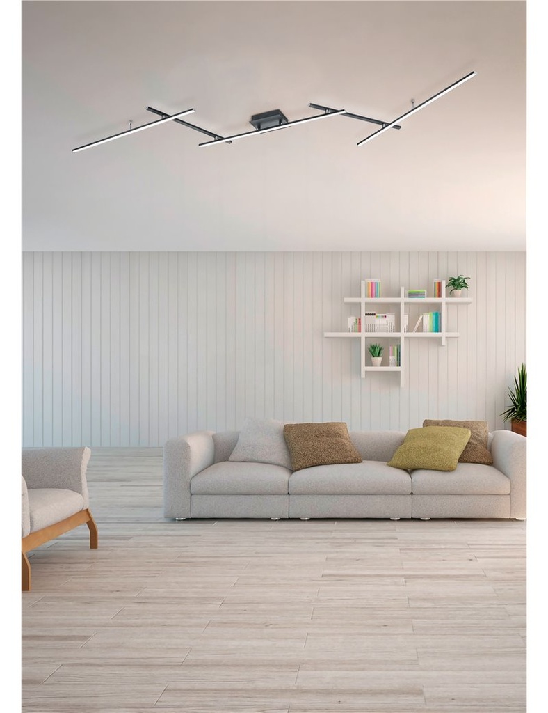 Arvin plafoniera led bacchette orientabili nera retro-illuminata rgb con telecomando multifunzione l. 245cm Moderno LED