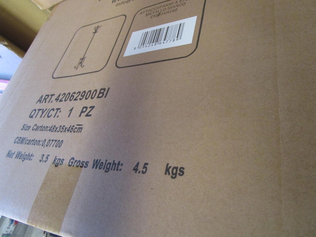 Attaccapanni a stelo metallo bianco cmø34h180