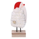 Babbo natale legno tessuto led bianco cm10x5h21