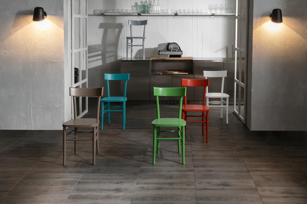 2x Sedia in legno laccato grigio chiaro 48x39x80h cm