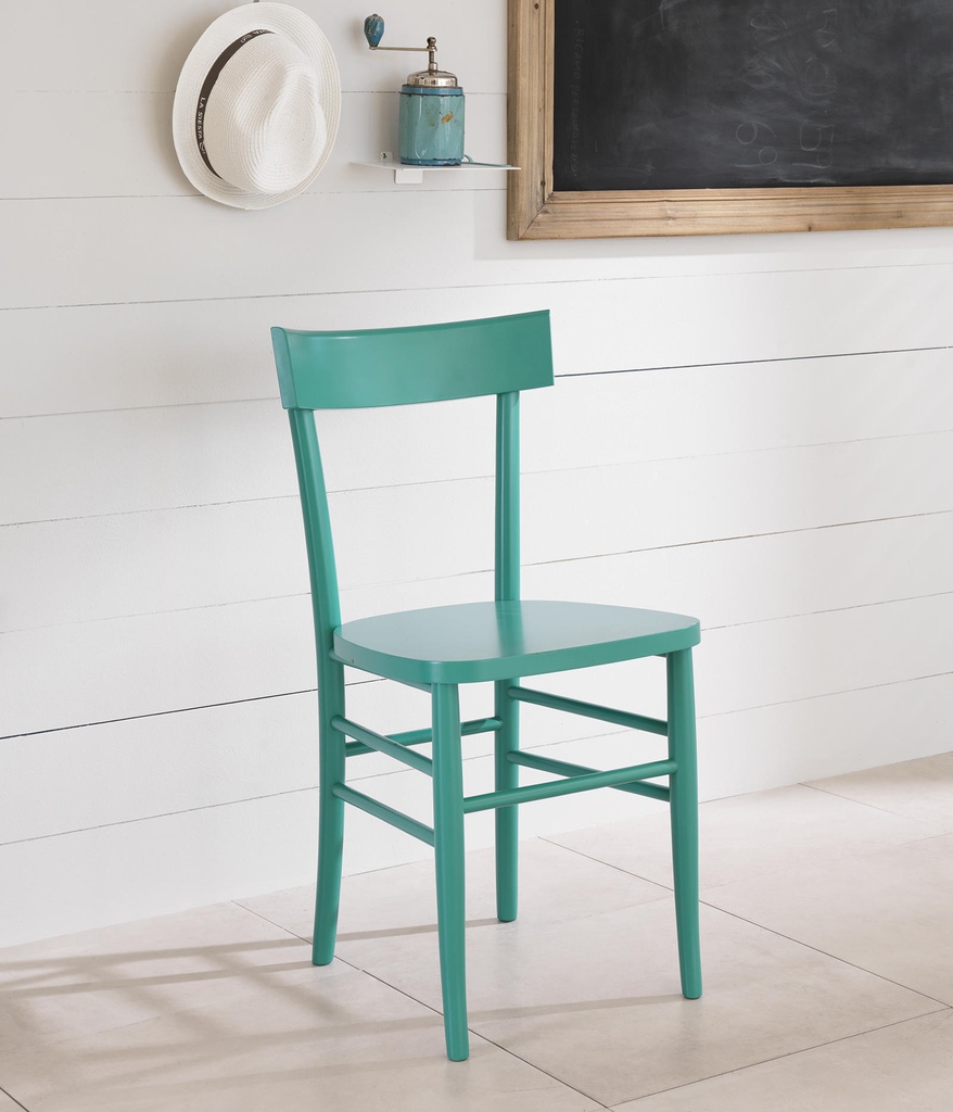 2x Sedia in legno laccato turchese 48x39x80h cm