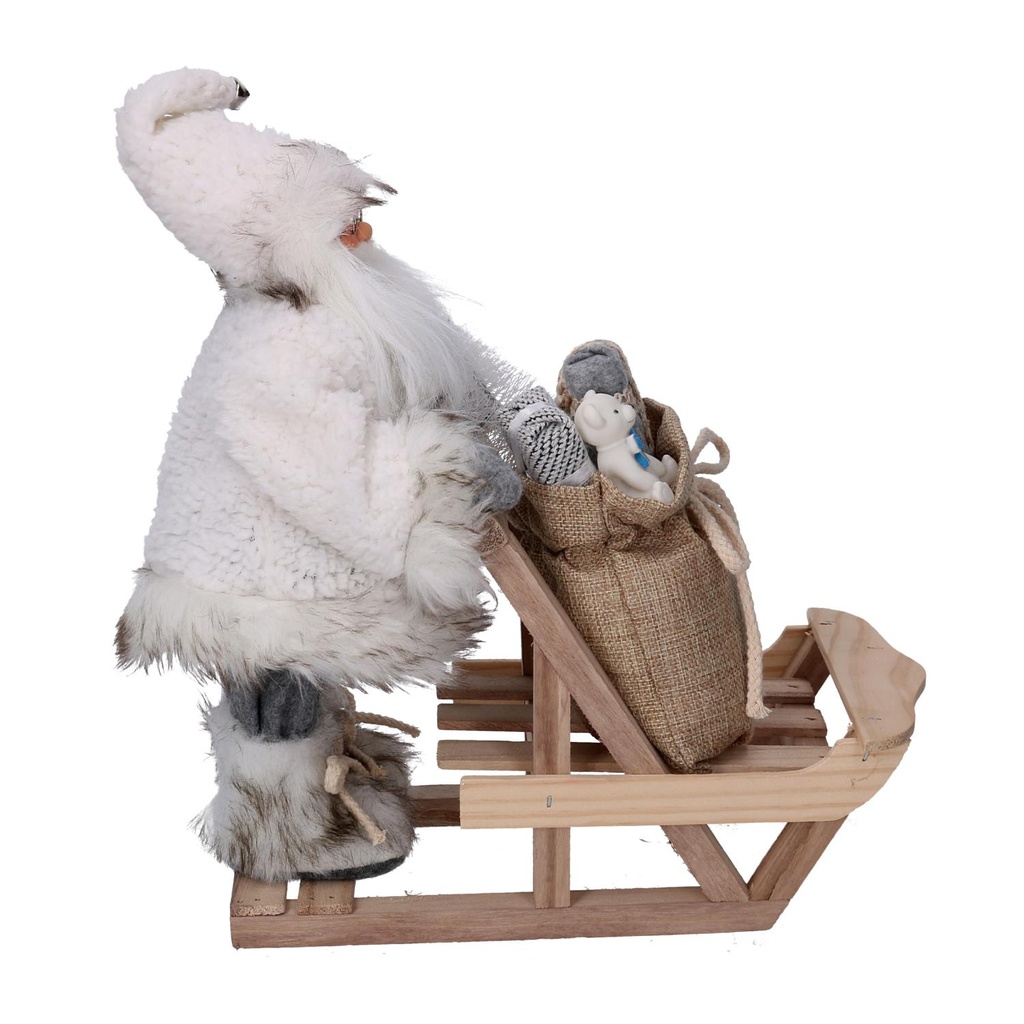 Babbo natale tessuto con slitta grigio cm33x12h30