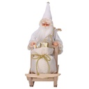 Babbo natale tessuto con slitta regali bianco oro cm33x12h30