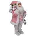 Babbo natale tessuto lanterna rosa cm40x23,5h80
