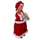 Babbo natale tessuto signora con ghirlanda rosso cm33,5x17h60