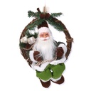 Babbo natale tessuto su ghirlanda verdecm23,5x13,5h30