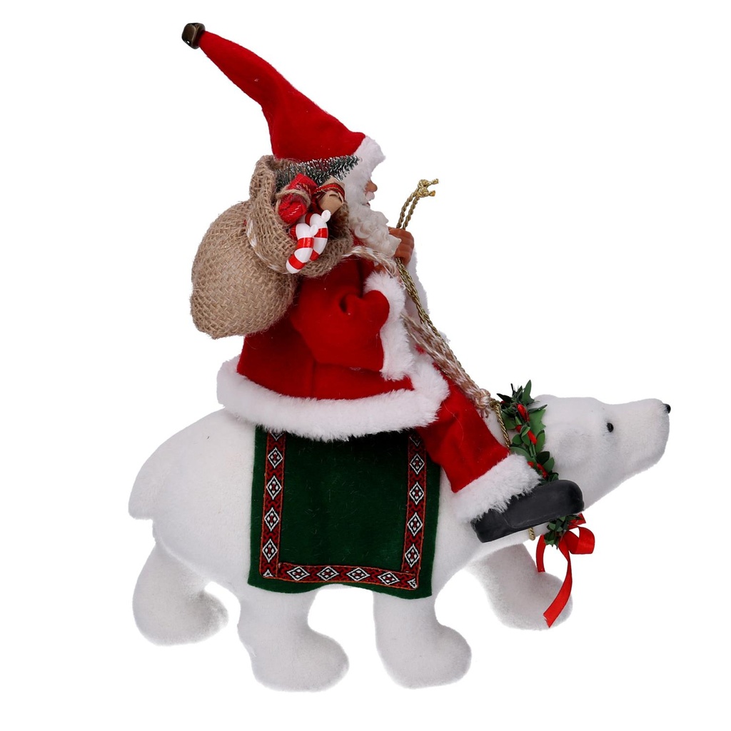 Babbo natale tessuto su orso rosso cm30x10h36