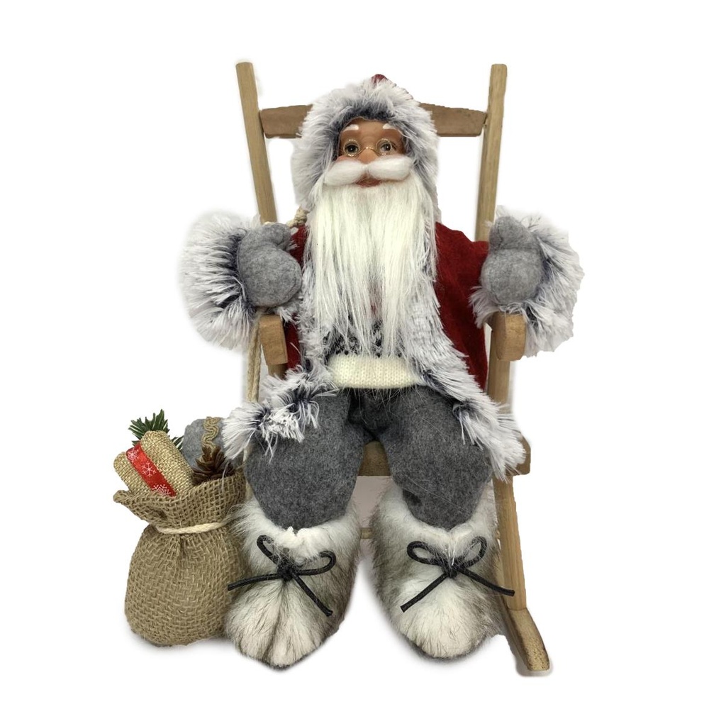 Babbo natale tessuto su sedia grigio rosso cm23x22,5h30