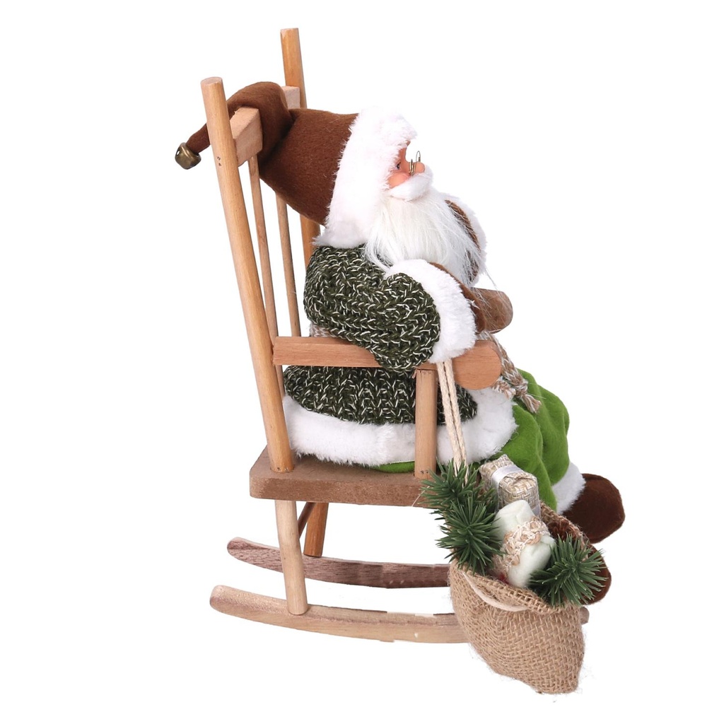 Babbo natale tessuto su sedia verde cm30