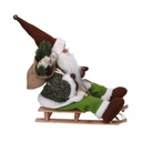 Babbo natale tessuto su slitta verde cm33x12h30