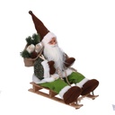 Babbo natale tessuto su slitta verde cm33x12h30