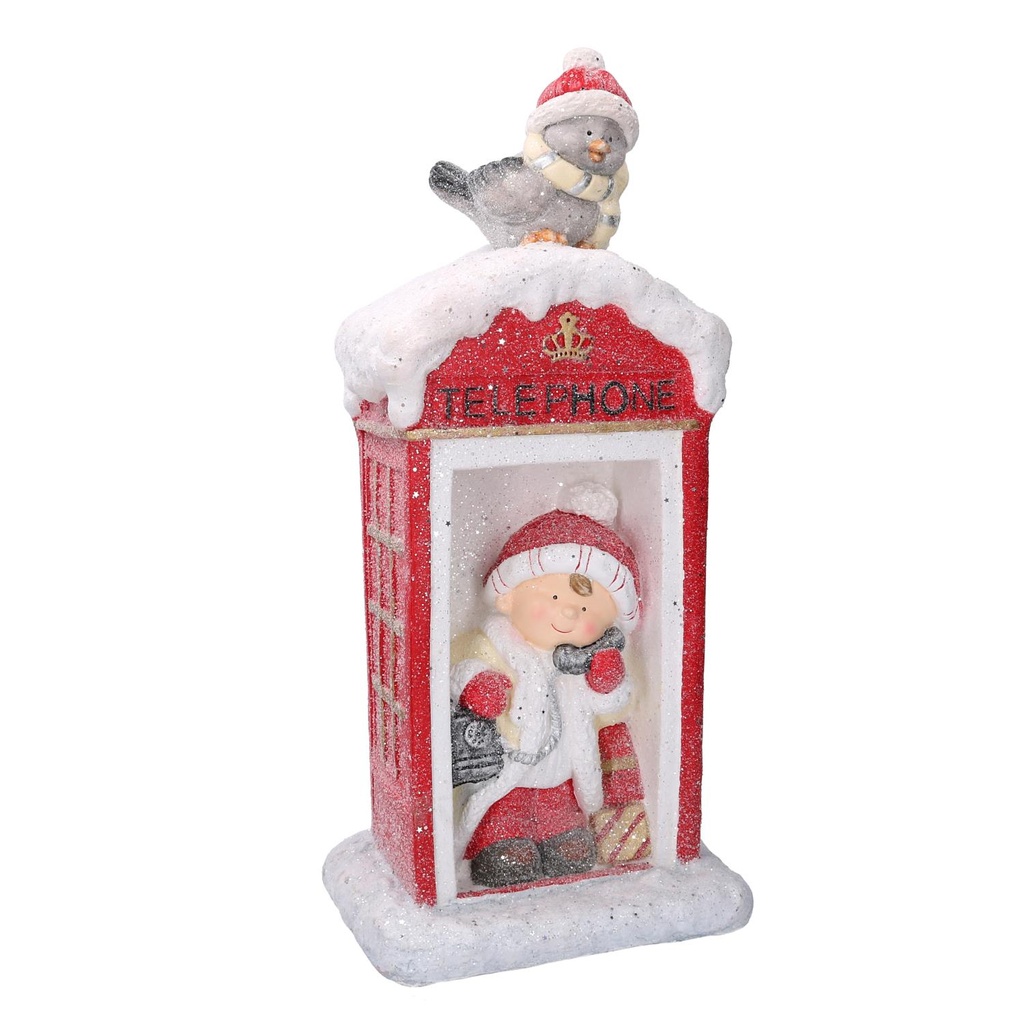 Bambina plastica cabina telefonica led rosso cm27x25h60
