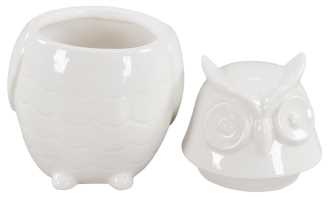 Barattolo gufo ceramica panna rf-0151 cm. 16 x 16 h 23