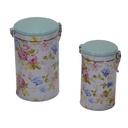 Barattolo metallo 1-2 azzurro rose tondo cmø12h19