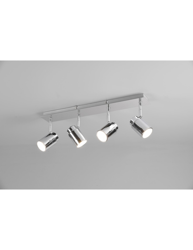 Barra Lineare 4 Faretti Spot Orientabili Metallo Cromo Angelo Trio Lighting