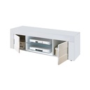 Base  Porta TV bianco lucido 2 ante grigio cemento  L.138 P.42 H.44 cm