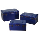 Baule blu ecopelle set da 3 pezzi di diverse misure