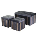 Trunk with 2 gray velvet puffs cm80x40h44